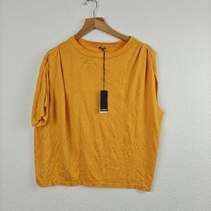 Monrow NWT One Shoulder Cotton T-shirt In Honeycomb Yellow Size Small
